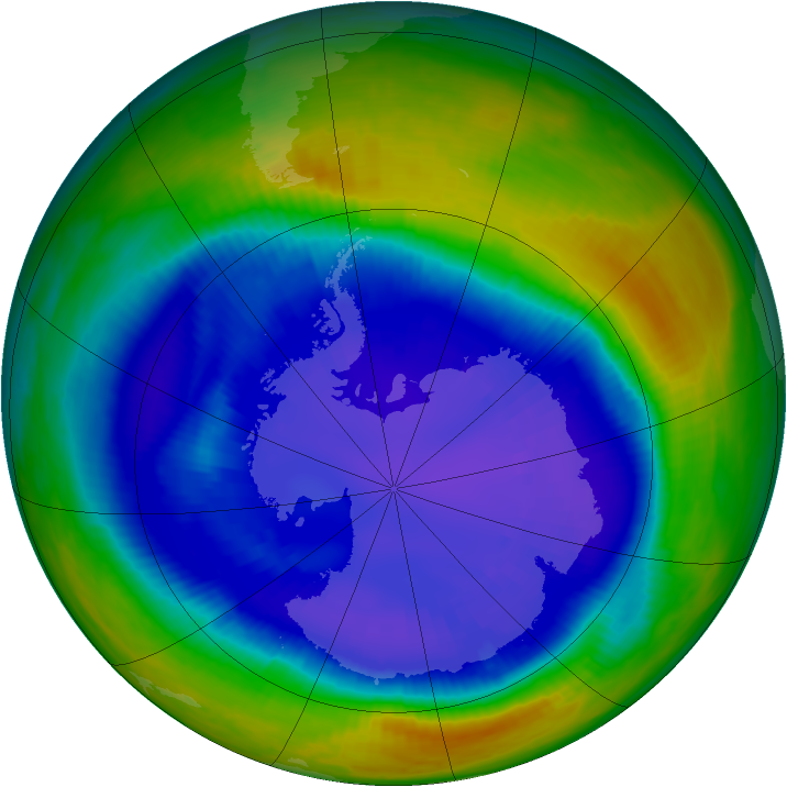Antarctic ozone map for 02 September 2000